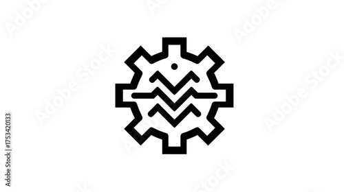 Gear and lightning bolt icon. Symbol of settings, power, energy, engineering, efficiency, technology, industrial process, electricity.