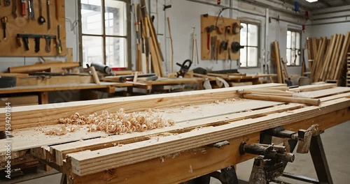 Woodworking workshop interior