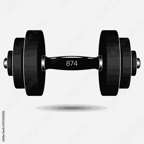 Vibrant Illustration of a Heavy Black Dumbbell for Strength Training and Fitness Workouts, Symbolizing Power, Exercise, and a Healthy Lifestyle