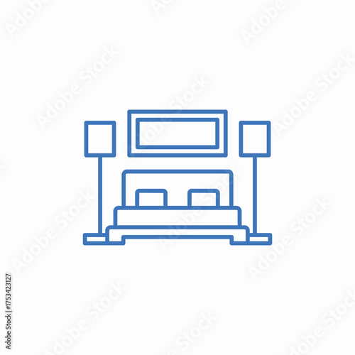 bedroom home icon sign vector