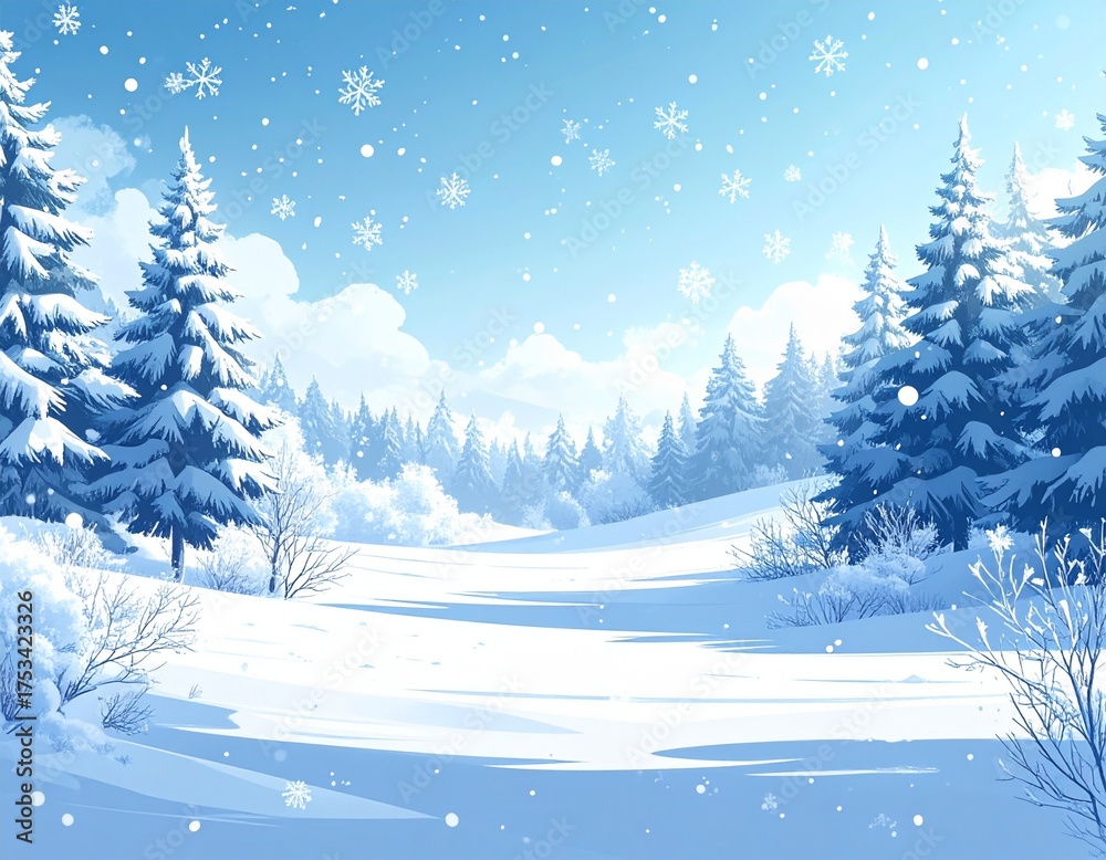 Naklejka premium winter forest vector style illustration 