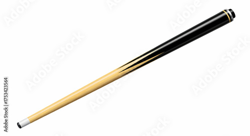 Realistic pool cue stick isolated on a white background for billiards or snooker games, detailed vector illustration
