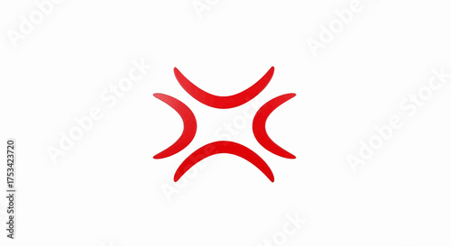 Red anger mark symbol, a comic manga pop vein icon representing stress and fury, a simple abstract vector illustration
