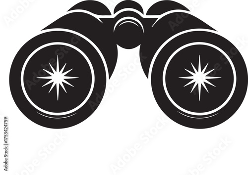Binoculars Optical Instrument View Sight Exploring Discovery Observation Black Silhouette Vector Illustration Isolated Logo Design