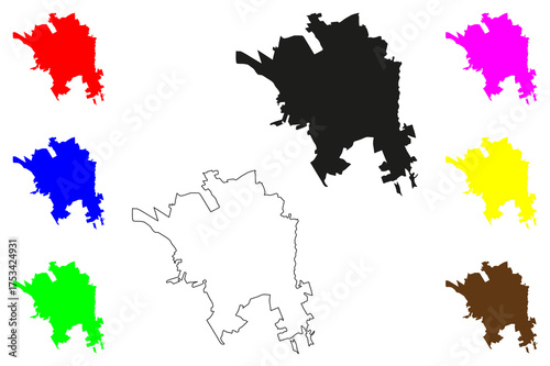 Tehuacan city (United Mexican States, Mexico, Puebla State) map vector illustration, scribble sketch Tehuacán map