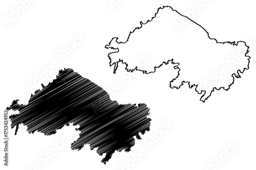 Al-Sawda Island (Sultanate of Oman, Indian Ocean, Khuriya Muriya Islands) map vector illustration, scribble sketch Al Sawda map