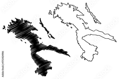 Hidden island (Western Australia, Commonwealth of Australia, Buccaneer Archipelago, Indian Ocean) map vector illustration, scribble sketch Banggoon map