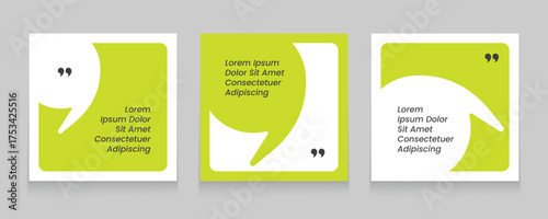 Quote frames blank templates set. Set of speech bubble quotes template. Textbox isolated on a color background. Testimonials text in brackets, citation empty quote bubbles.	