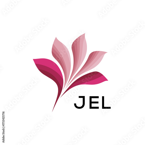 Modern Pink Leaf Logo Vector, JEL Later Logo, Gradient Petal Logo Concept, Creative Minimal Nature Logo, 
