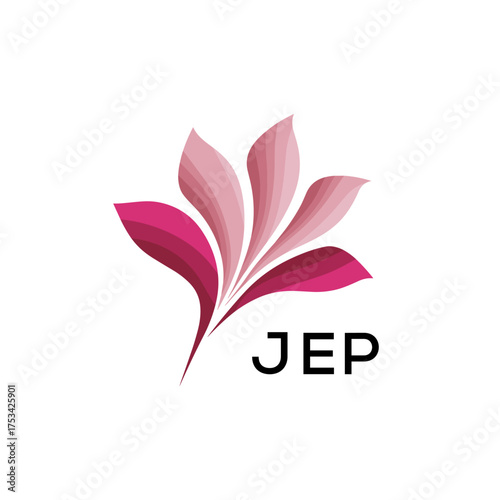 Modern Pink Leaf Logo Vector, JEP Later Logo, Gradient Petal Logo Concept, Creative Minimal Nature Logo, 
