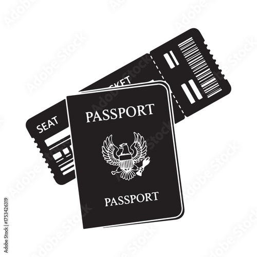 Minimalist Travel Documents Illustration with Passport and Airline Ticket