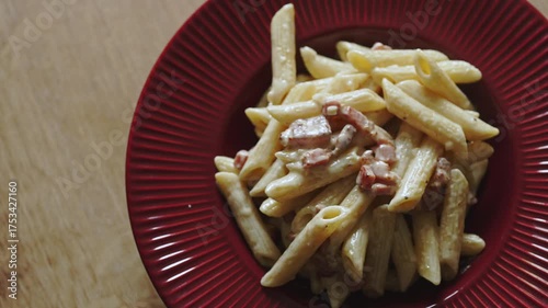 Creamy Carbonara with Bacon and Pasta.