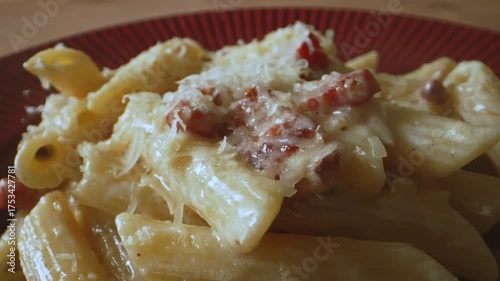 Creamy Carbonara with Bacon and Pasta.