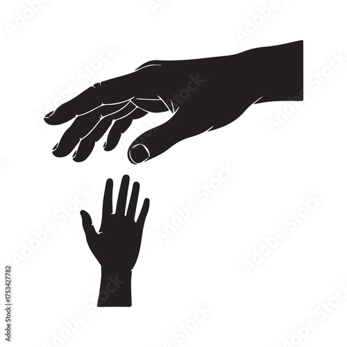 Black Silhouette Hands Illustration of Adult and Child Connection