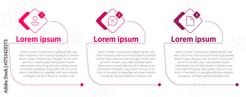 A modern 3-step infographic offering a clear visual representation of a step-by-step process designed to guide users toward achieving their goals.