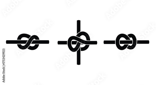 A series of interwoven black loops and lines forming a decorative knot