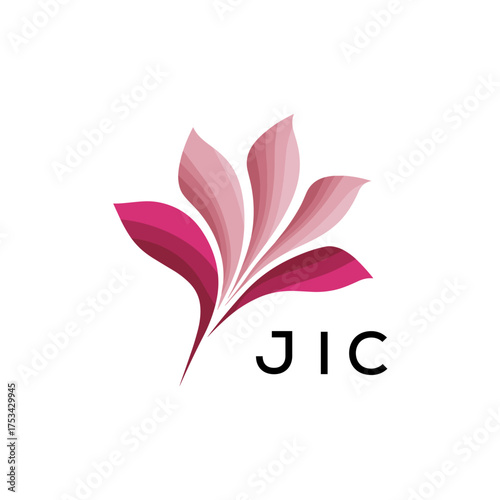 Modern Pink Leaf Logo Vector, JIC Later Logo, Gradient Petal Logo Concept, Creative Minimal Nature Logo, 
