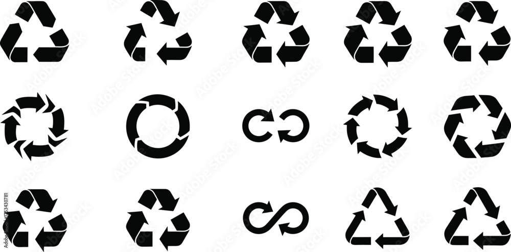 Fototapeta premium Recycle Icon Set silhouette