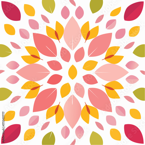 Colorful Autumn Leaves in a Symmetrical Pattern.