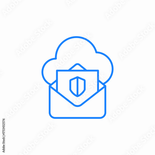cloud mail shield icon sign vector
