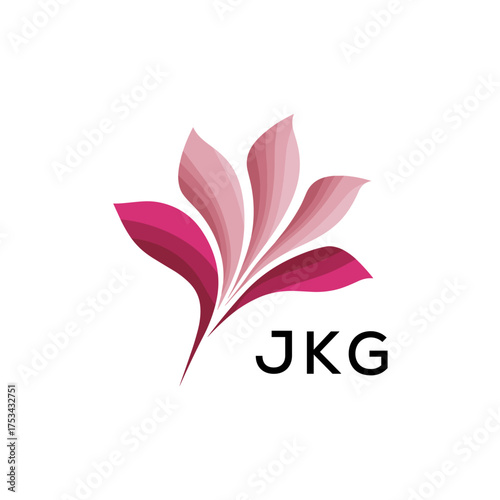 Modern Pink Leaf Logo Vector, JKG Later Logo, Gradient Petal Logo Concept, Creative Minimal Nature Logo, 
