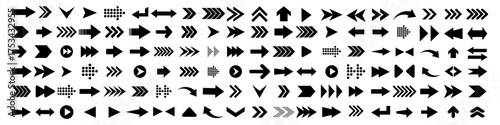 Arrow icon set. Arrow. Cursor. Black vector arrows icons. Collection of arrows sign. Modern simple arrows. Black arrow pointing to the right. Vector illustration