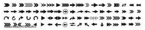 Collection of arrow icon. Black arrows directional arrow vector. Modern simple arrow symbols in flat style. Simple arrow set on white background. Vector illustration.