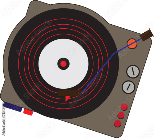 vinyl record player. Retro music record player. oil gramophone vector illustration
