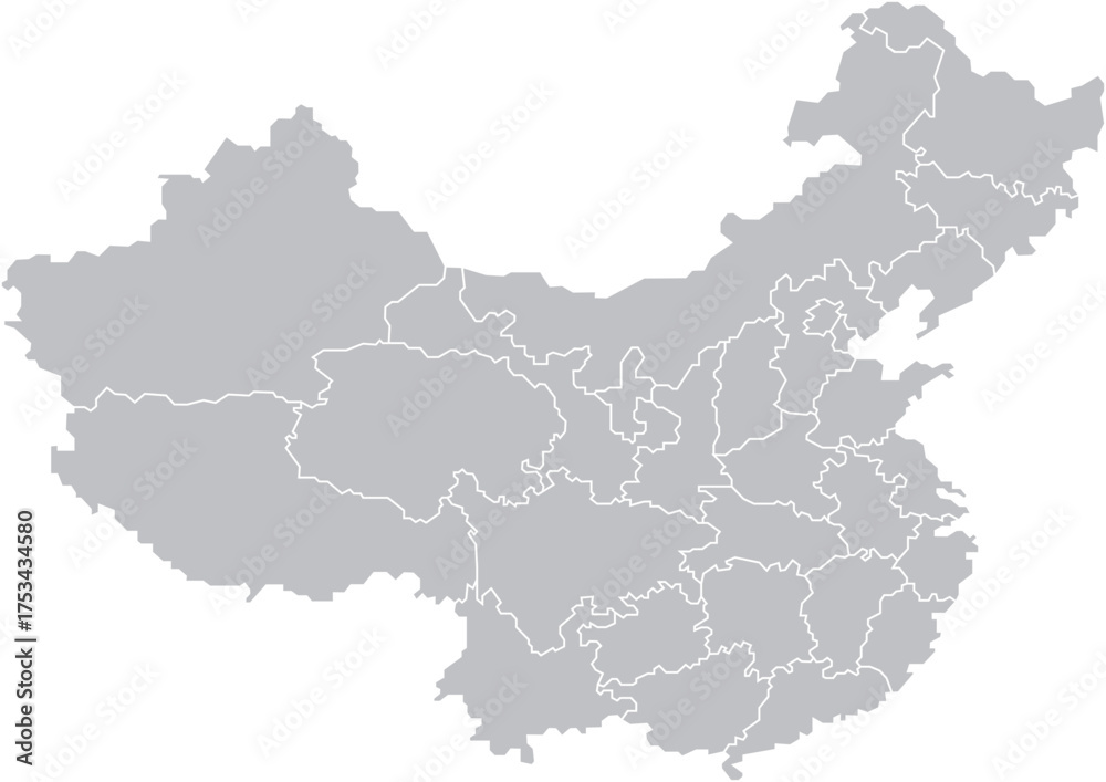 Fototapeta premium Grey map of china 