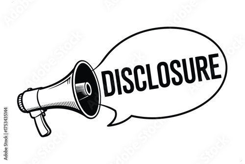 Megaphone announcing disclosure with a speech bubble