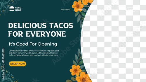Delicious tacos for everyone food advertisement