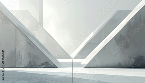 Minimalist Concrete Architecture with Geometric Shapes and Light.