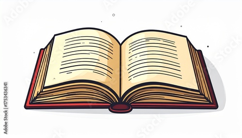 Classic Open Book Illustration Vector A Symbol of Knowledge, Education, and Lifelong Learning, Rendered in a Clean 2D Cartoon Style for Academic and Literary Themes