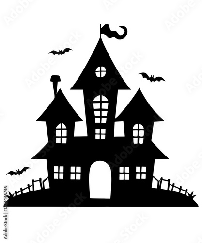 halloween house and bats