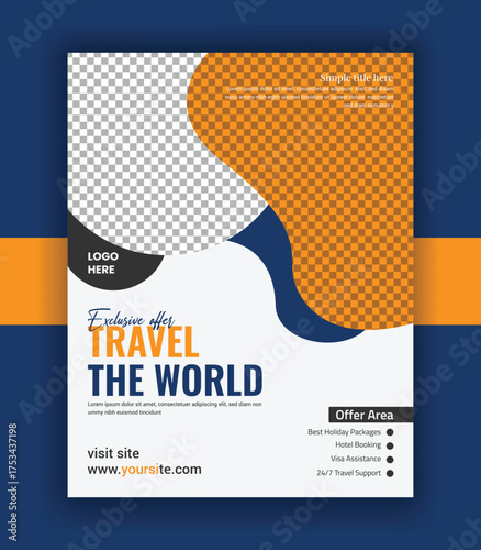 Modern Travel Flyer Template Design and Summer Vacation Travel Poster vector banner