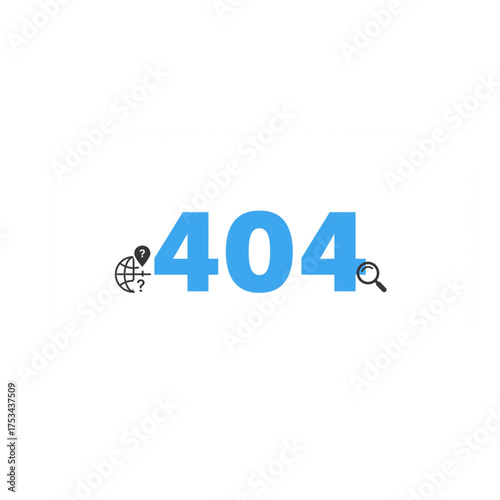Discover why your page isn't found with this modern 404 error search icon and globe graphic