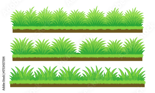Spring Grassline Vector — Clean Flat Seamless Patterns, Graphic Grass elements, easily editable.