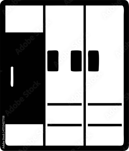 Wardrobe Icon Minimalist Design, Storage Solution, Furniture Illustration Style Vector for Space-Saving and Organizing