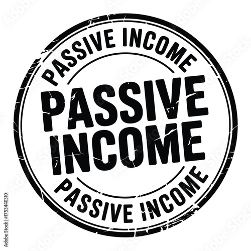 Circular stamp graphic illustrating passive income concept