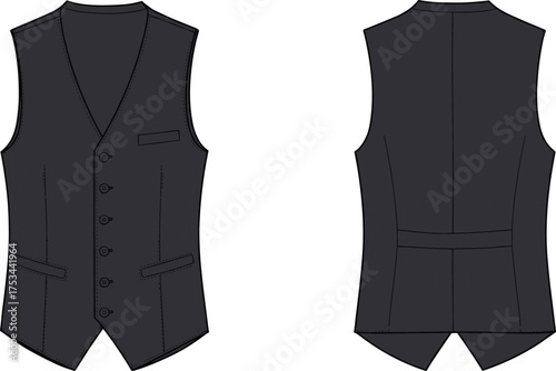 waistcoat vest fashion apparel garment clothing outfit textile fabric illustration vector template design sketch pattern style art flat drawing technical formal