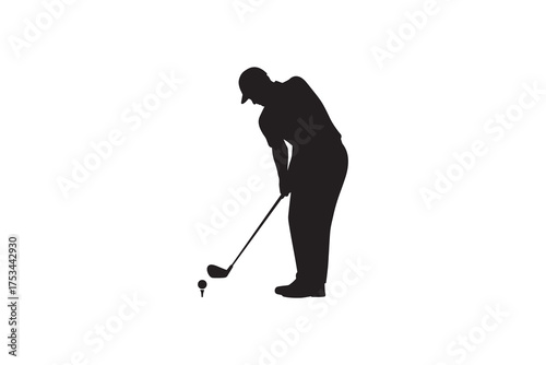 Golfer Swing Silhouette Vector Design Golf Player Hitting Ball Silhouette