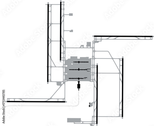 Denver International Airport Blank Map | DEN Airport Diagram Plan Map with Terminals, Buildings, and Runways