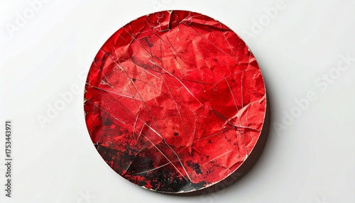 Wallpaper Mural Old red round paper sticker with scratches isolated on white background. Torontodigital.ca
