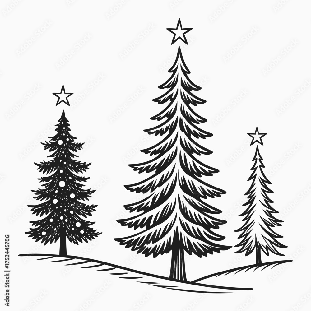 Obraz premium Set of Christmas trees vector illustration for winter holiday decoration
