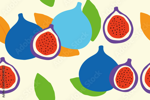 Colorful Fig Patterns With Vibrant Leaves Create a Cheerful Design