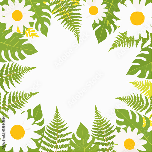 Daisy and Fern Border Illustration.