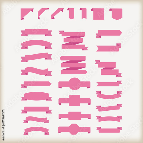 Pink Banner Collection: A vibrant assortment of pink banners and ribbons, offering a wide range of design elements to elevate any project. Perfect for conveying messages with style and flair. 