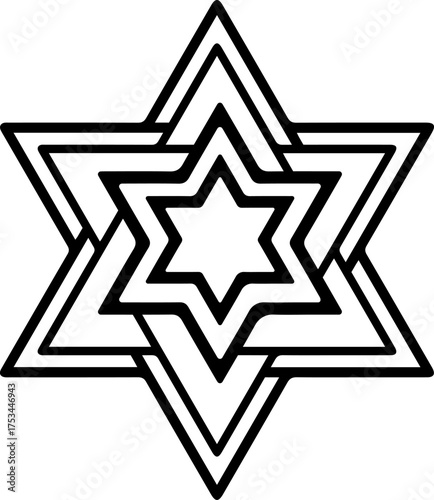 Geometric Star of David Icon or symbol