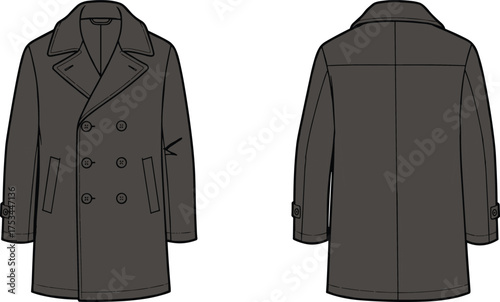 overcoat coat fashion apparel garment clothing outfit textile fabric illustration vector template design sketch pattern style art flat drawing technical formal