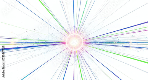 Abstract light burst with radiating lines on a white background view
